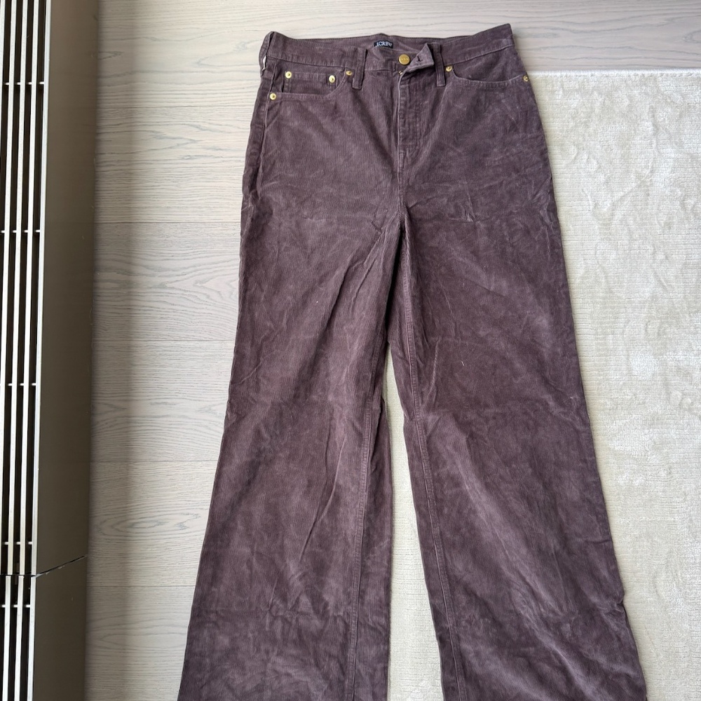 J Crew Tall wide leg corduroy trouser in deep chocolate